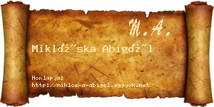 Miklóska Abigél névjegykártya